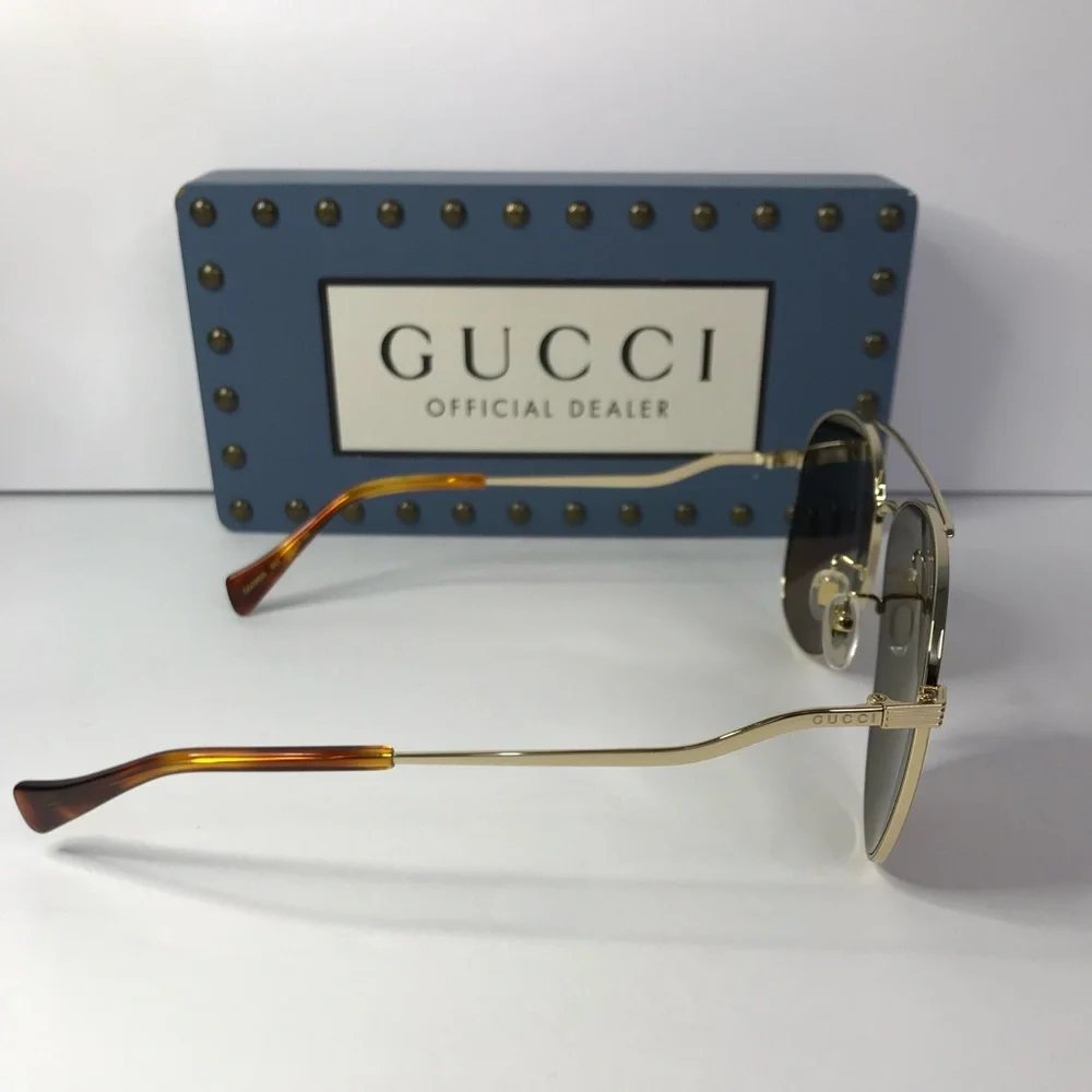 New Authentic Gucci Brown Pilot Ladies Sunglasses GG0969S 002